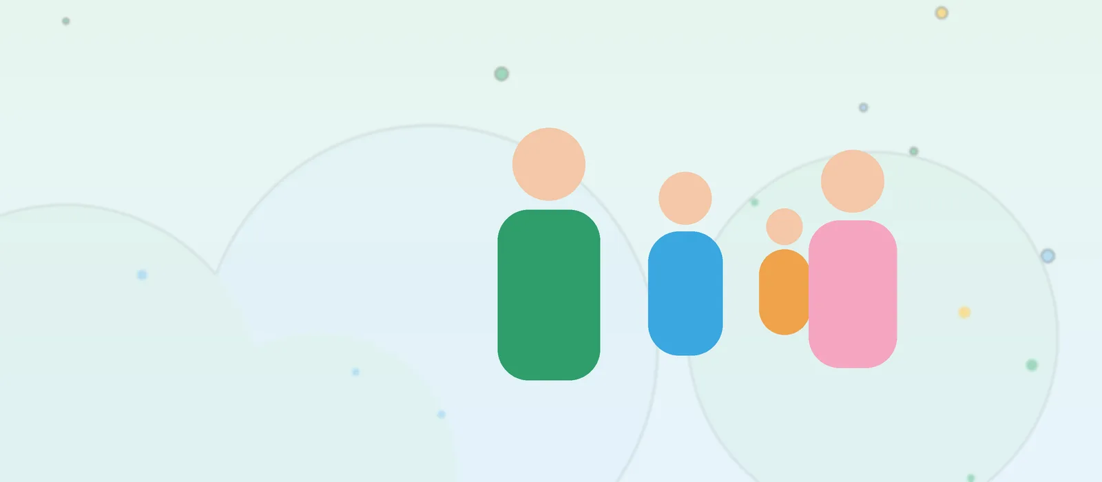 Flat illustration of a family with children