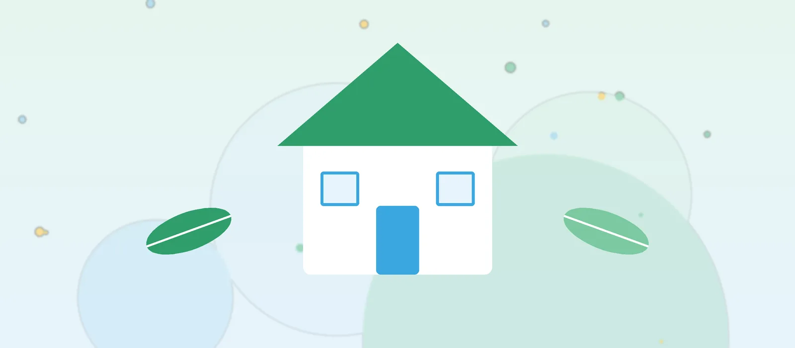 Flat illustration of a clean house with leaves