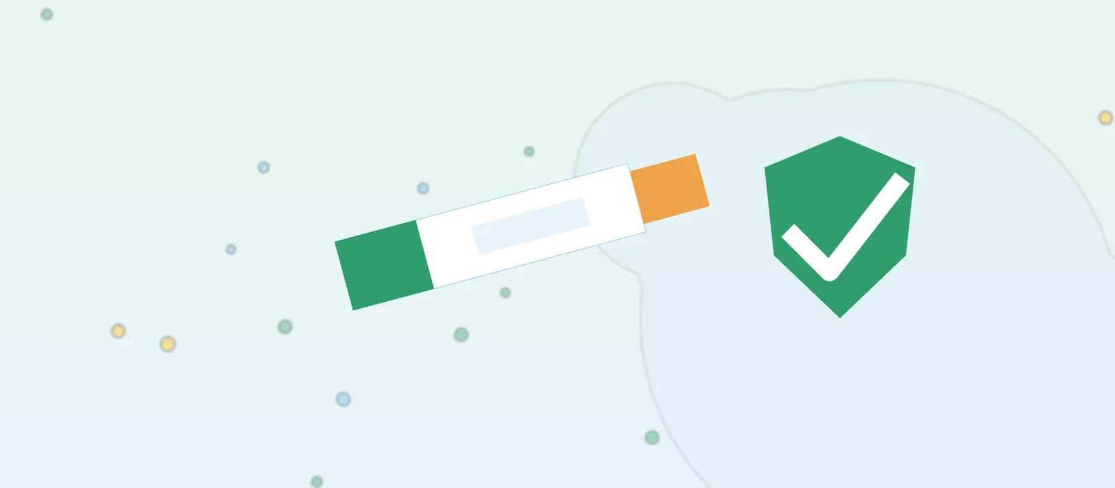 Flat illustration of an injector beside a protective shield