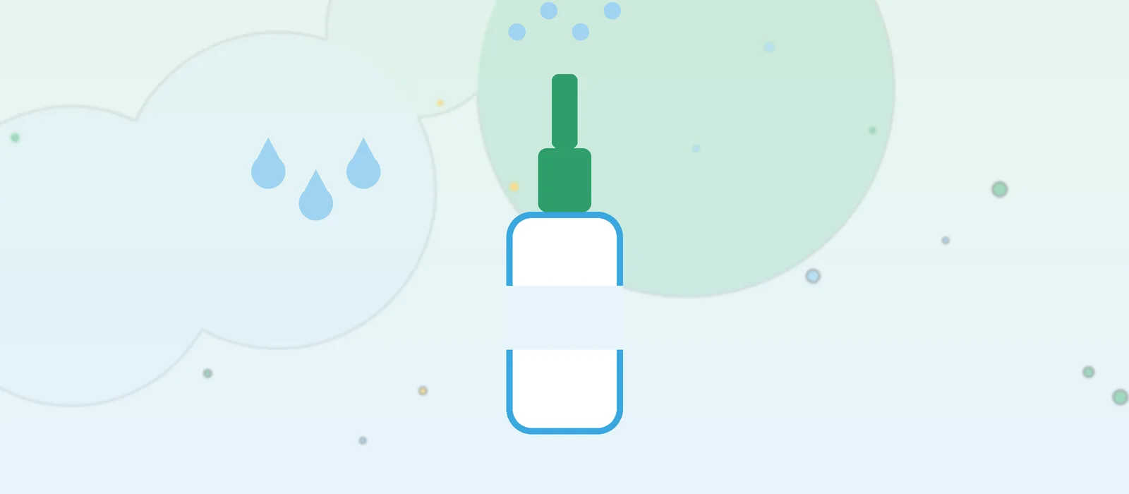 Flat illustration of a nasal spray bottle with mist