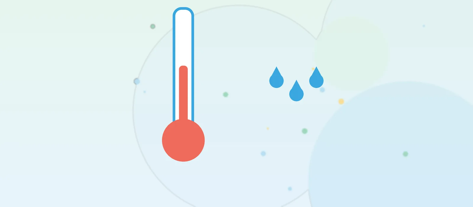 Flat illustration of a thermometer and droplets