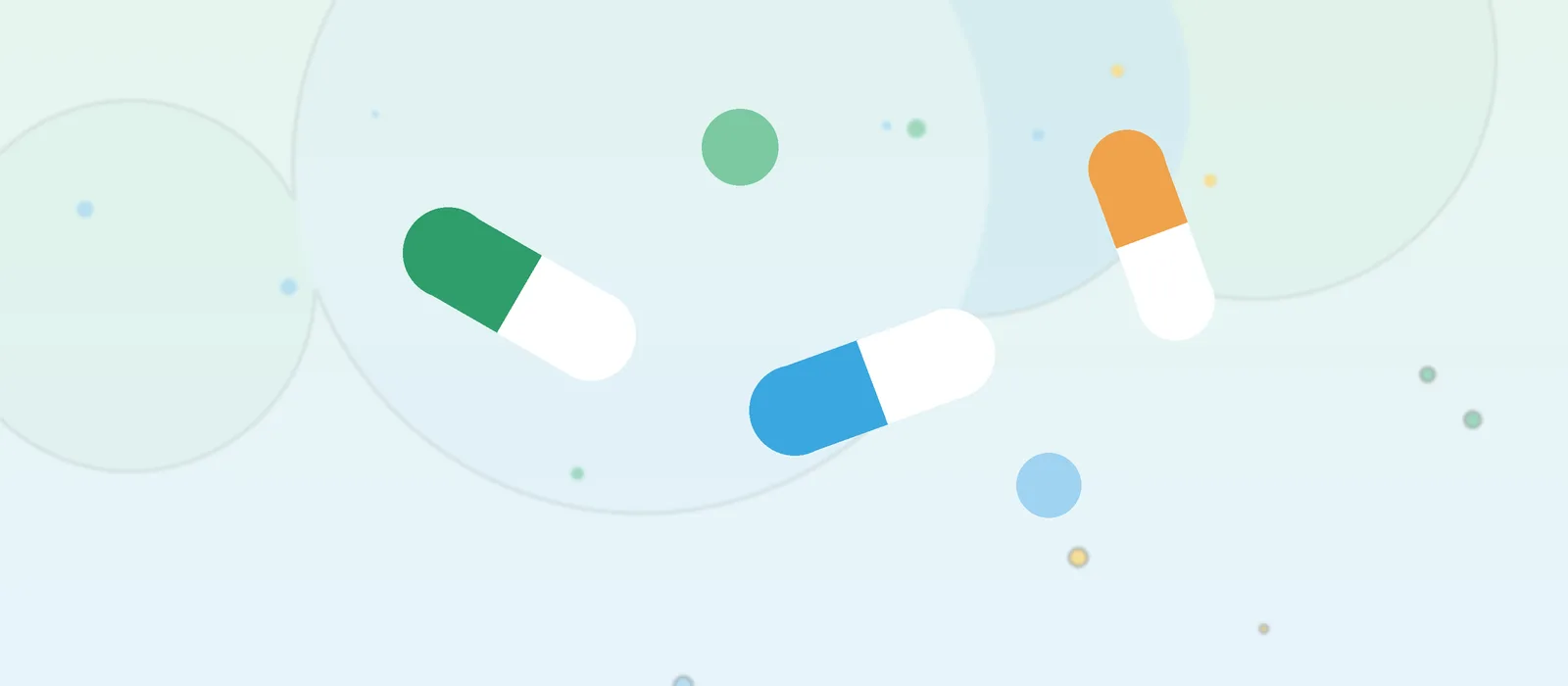 Flat illustration of assorted allergy medicine capsules
